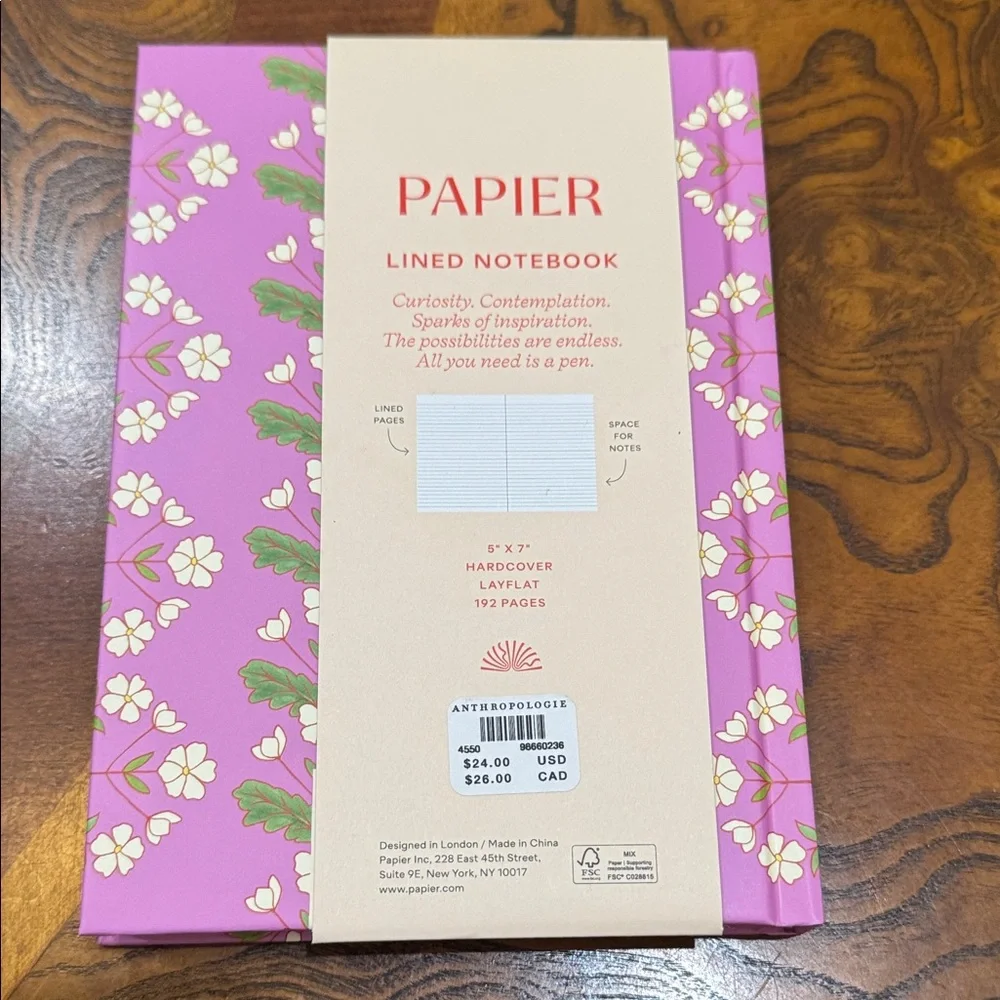 Anthropologie O Notebook & Natural Life Slough Pen